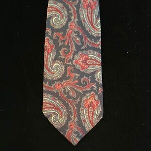 Dior Red and Gray Silk Paisley Tie